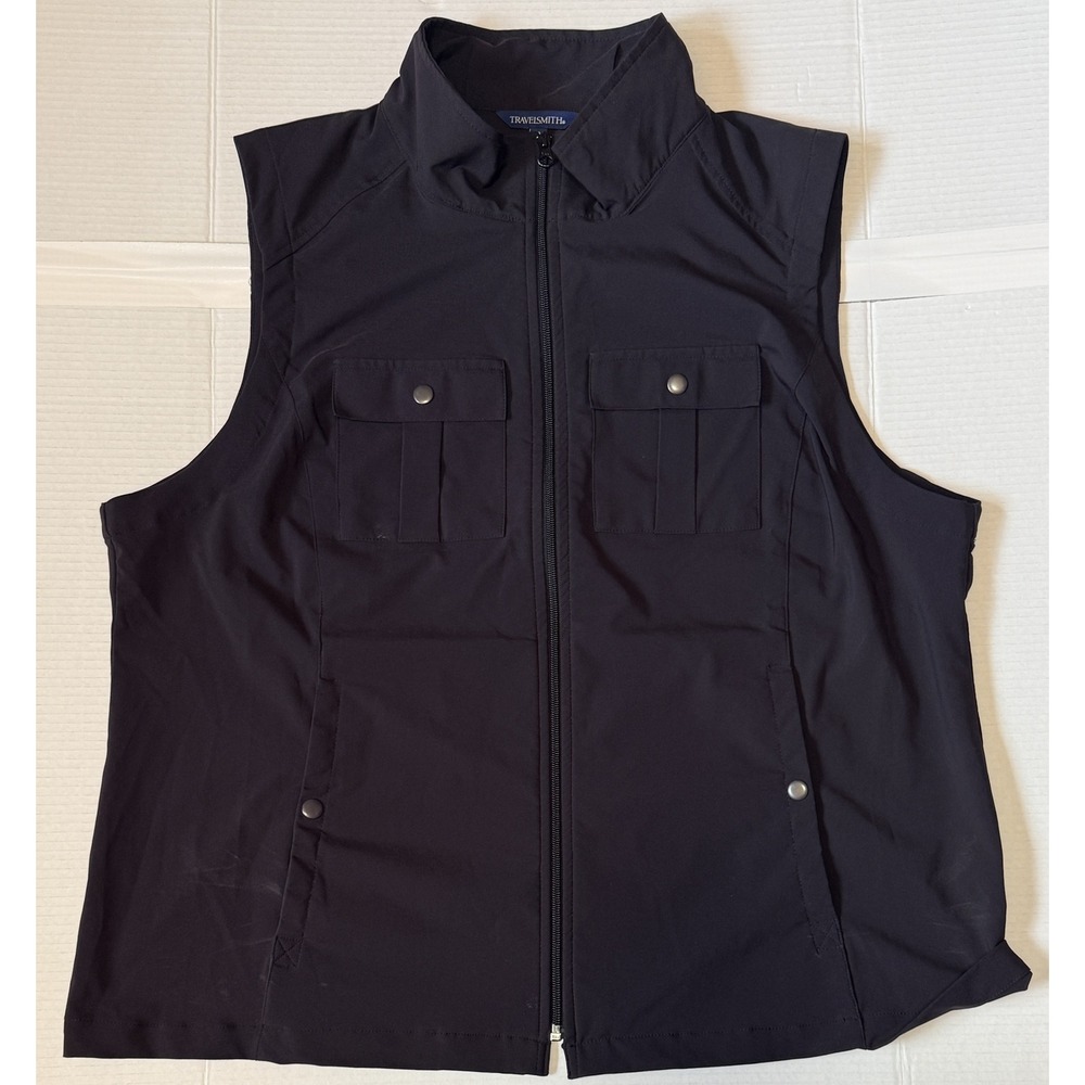 TRAVELSMITH - Women's Vest - Black Full Zip Utility Travel Stretch - Size 2XL
